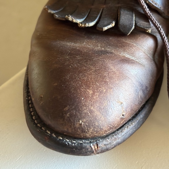 Justin Roper Brown Leather Kiltie Lace Up Boots Mens 7 | Women’s 8.5 - Picture 10 of 15